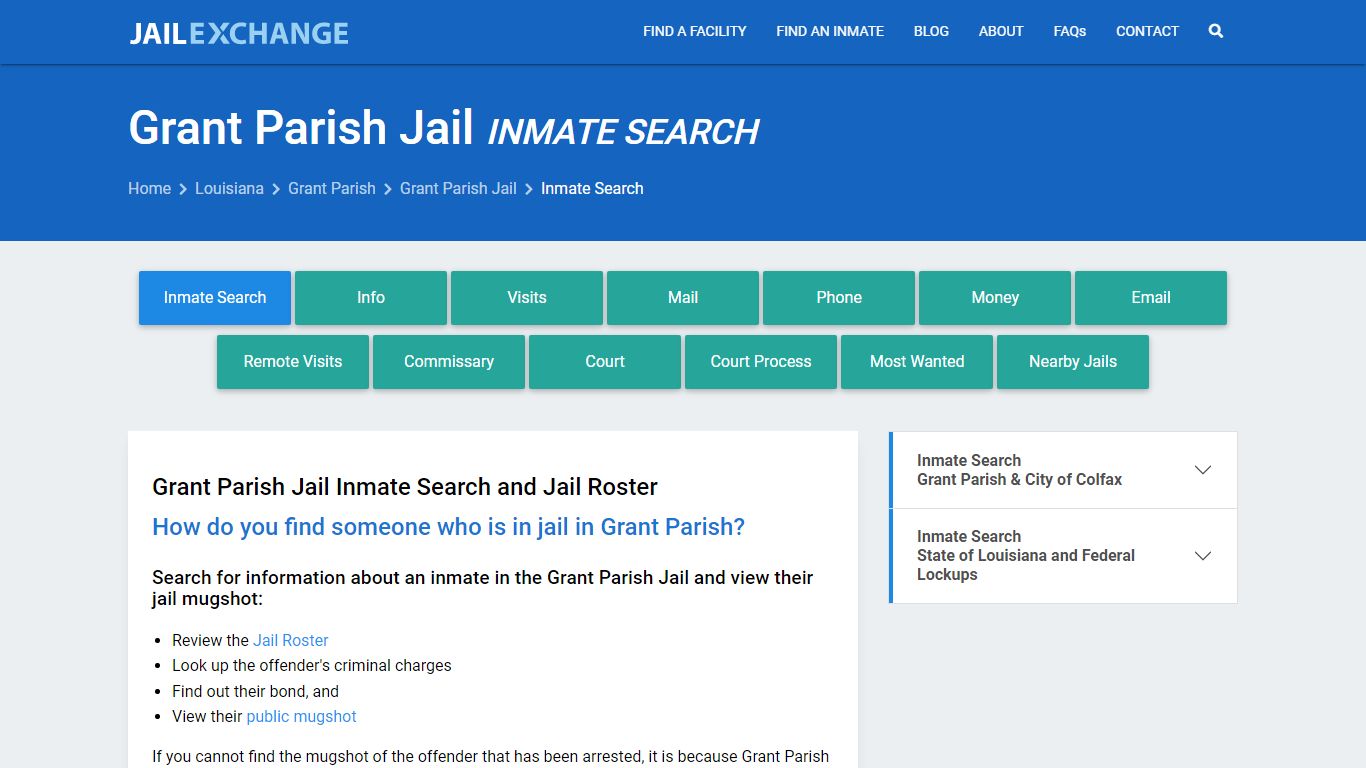Inmate Search: Roster & Mugshots - Grant Parish Jail, LA - Jail Exchange